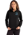 Carolina Panthers Historic Cutter & Buck Roam Epic Versatility Recycled Womens Quarter Zip Pullover Black Front