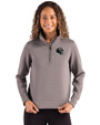 Baltimore Ravens NFL Helmet Cutter & Buck Roam Epic Versatility Recycled Womens Quarter Zip Pullover Elemental Grey Front