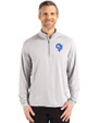 Los Angeles Rams Historic Cutter & Buck Coastline Recycled Double Peached Mens Quarter Zip Pullover CONCRETE Front