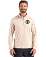 Pittsburgh Steelers Monochromatic Cutter & Buck Coastline Recycled Double Peached Mens Quarter Zip Pullover Wheat Front