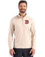 Denver Broncos Historic Cutter & Buck Coastline Epic Comfort Recycled Mens Quarter Zip Wheat Front