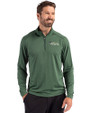 New York Jets Historic Cutter & Buck Coastline Epic Comfort Recycled Mens Quarter Zip Hunter Green Front