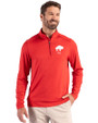 Buffalo Bills Historic Cutter & Buck Coastline Recycled Double Peached Mens Quarter Zip Pullover Red Front