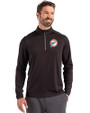 Miami Dolphins Historic Cutter & Buck Coastline Epic Comfort Recycled Mens Quarter Zip Black Front