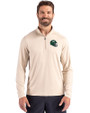 New York Jets NFL Helmet Cutter & Buck Coastline Epic Comfort Recycled Mens Quarter Zip Wheat Front