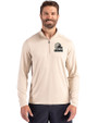 Cleveland Browns Mono Cutter & Buck Coastline Epic Comfort Recycled Mens Quarter Zip Wheat Front