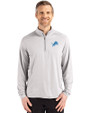 Detroit Lions Cutter & Buck Coastline Recycled Double Peached Mens Quarter Zip Pullover CONCRETE Front