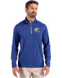 Los Angeles Chargers NFL Helmet Cutter & Buck Coastline Epic Comfort Recycled Mens Quarter Zip Tour Blue Front
