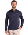 Miami Dolphins Americana Cutter & Buck Coastline Epic Comfort Recycled Mens Quarter Zip Navy Blue Front