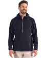 Clique Powder Recycled Fleece Mens Half Zip Hooded Pullover Dark Navy Front