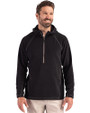 Clique Powder Recycled Fleece Mens Half Zip Hooded Pullover Black Front