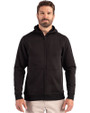 Clique Drive Recycled Mens Full Zip Hooded Sweatshirt Black Front