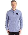 DePaul Blue Demons Cutter & Buck Skyline Epic Confidence Recycled Gingham Mens Big & Tall Long Sleeve Dress Shirt Tour Blue/White Front