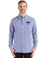 SMU Mustangs Cutter & Buck Skyline Epic Confidence Recycled Gingham Mens Big & Tall Long Sleeve Dress Shirt Tour Blue/White Front