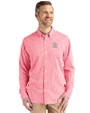 Rutgers Scarlet Knights Cutter & Buck Skyline Epic Confidence Recycled Gingham Mens Big & Tall Long Sleeve Dress Shirt Red/White Front