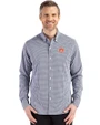 Auburn Tigers Cutter & Buck Skyline Epic Confidence Recycled Gingham Mens Big & Tall Long Sleeve Dress Shirt Navy Blue/White Front