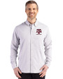 Texas A&M Aggies Alumni Cutter & Buck Skyline Epic Confidence Recycled Gingham Mens Big & Tall Long Sleeve Dress Shirt Concrete/White Front