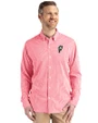 Ohio State Brutus Vintage Cutter & Buck Skyline Epic Confidence Recycled Gingham Mens Big & Tall Long Sleeve Dress Shirt Red/White Front