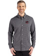 Arkansas Razorbacks Alumni Cutter & Buck Skyline Epic Confidence Recycled Gingham Mens Big & Tall Long Sleeve Dress Shirt Black/Elemental Grey Front