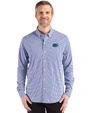 Florida Gators Cutter & Buck Skyline Recycled Gingham Mens Big & Tall Long Sleeve Button Down  Dress Shirt Tour Blue/White Front