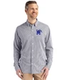 Memphis Tigers Cutter & Buck Skyline Epic Confidence Recycled Gingham Mens Big & Tall Long Sleeve Dress Shirt Black/White Front