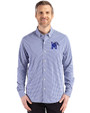 Memphis Tigers Cutter & Buck Skyline Epic Confidence Recycled Gingham Mens Big & Tall Long Sleeve Dress Shirt Tour Blue/White Front