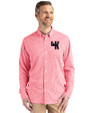 Western Kentucky Hilltoppers College Vault Cutter & Buck Skyline Epic Confidence Recycled Gingham Mens Big & Tall Long Sleeve Dress Shirt Red/White Front
