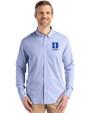 Duke Blue Devils Alumni Cutter & Buck Skyline Epic Confidence Recycled Pinstripe Mens Big & Tall Long Sleeve Dress Shirt Tour Blue/White Front