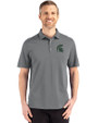Michigan State Spartans Cutter & Buck Advantage Refresh Epic Confidence Recycled Mens Tri-Blend Pique Polo Elemental Grey Front