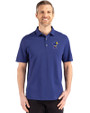 Kansas Jayhawks College Vault Cutter & Buck Advantage Refresh Epic Confidence Recycled Mens Tri-Blend Pique Polo Tour Blue Front