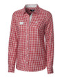 Alabama Crimson Tide Cutter & Buck Womens Long Sleeve League Gingham Shirt Cardinal Red Mannequin