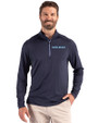 Spelman College Jaguars Cutter & Buck Coastline Epic Comfort Recycled Mens Quarter Zip Navy Blue Front