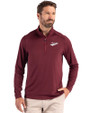 New Mexico State Aggies College Vault Cutter & Buck Coastline Epic Comfort Recycled Mens Quarter Zip Bordeaux Front