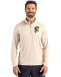 Grambling Tigers College Vault Cutter & Buck Coastline Epic Comfort Recycled Mens Quarter Zip Wheat Front
