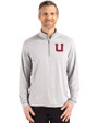 Utah Utes College Vault Cutter & Buck Coastline Epic Comfort Recycled Mens Quarter Zip CONCRETE Front