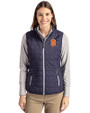 Syracuse Orange Cutter & Buck Rainier PrimaLoft® Womens Eco Insulated Full Zip Puffer Vest Dark Navy/Silver Front