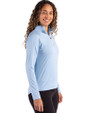 Delaware State Hornets Cutter & Buck Coastline Epic Comfort Recycled Women’s Quarter Zip Atlas Light Blue Side