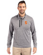 Syracuse Orange Cutter & Buck Stealth Heathered Quarter Zip Mens Pullover Elemental Grey Front