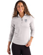 Emory Eagles Cutter & Buck Coastline Epic Comfort Recycled Women’s Quarter Zip CONCRETE Front