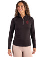 Indiana Hoosiers Cutter & Buck Coastline Epic Comfort Recycled Women’s Quarter Zip Black Front