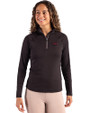Arkansas Razorbacks Cutter & Buck Coastline Epic Comfort Recycled Women’s Quarter Zip Black Front