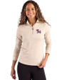 Clemson Tigers College Vault Cutter & Buck Coastline Epic Comfort Recycled Women’s Quarter Zip Wheat Front