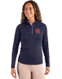 Gonzaga Bulldogs College Vault Cutter & Buck Coastline Epic Comfort Recycled Women’s Quarter Zip Navy Blue Front