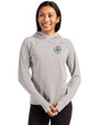 2025 U.S. Women's Open- Cutter & Buck Adapt Knit Recycled Womens Heathered Hooded Pullover Polished Heather Front