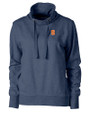 Syracuse Orange Cutter & Buck Saturday Cotton Blend Womens Funnel Neck Sweatshirt Navy Blue Heather Mannequin