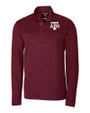 Texas A&M Aggies Cutter & Buck Traverse Stretch Eco Stripe Quarter Zip Mens Pullover Bordeaux Mannequin