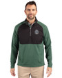 2026 Senior PGA Championship Cutter & Buck Adapt Eco Knit Hybrid Recycled Mens Quarter Zip Hunter/Black Front