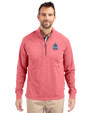 2026 Senior PGA Championship Cutter & Buck Adapt Eco Knit Heather Mens Quarter Zip Pullover Cardinal Red Heather Front