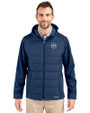 2026 Senior PGA Championship Cutter & Buck Evoke Hybrid Softshell Recycled Full Zip Mens Hooded Jacket Navy Blue Front