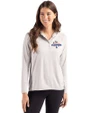 Los Angeles Dodgers 2025 National League Champions Cutter & Buck Coastline Recycled Double Peached Womens Hooded Pullover CONCRETE Front